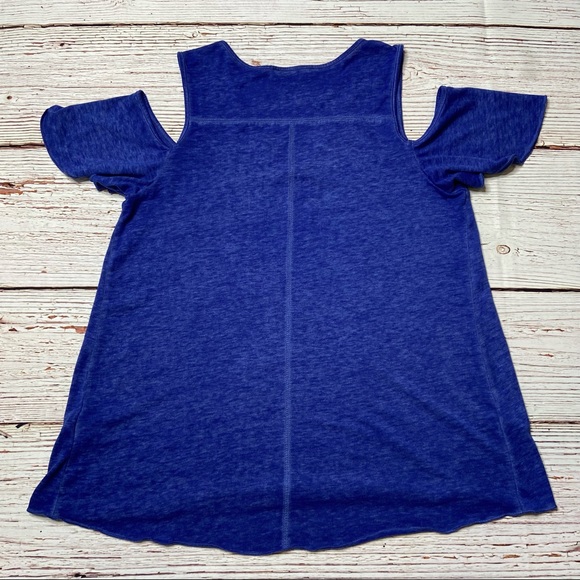 Sanctuary Clothing Cold Shoulder Blue Tee Top Sz M - Picture 15 of 16